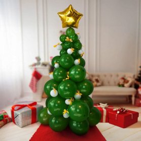 Árvore de balão - Árvore de Natal com balão inflável (66 balões de natal) - Branco / verde até 195cm