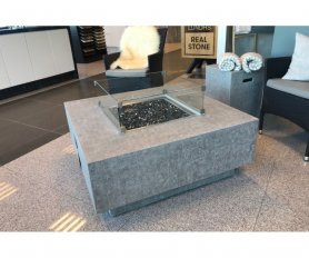 Propane fire pit - outdoor gas garden fireplace + square table (cast concrete)