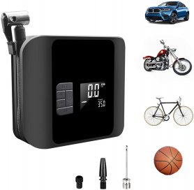 Pompe de voiture - électrique avec batterie 2000 mAh - compresseur portable 12V + lumière LED