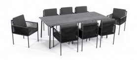 テラス席 - セット（アルミニウム） - 高級ガーデンファニチャー ダイニングテーブル+椅子 8人用