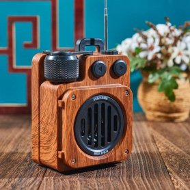 Riċevitur tar-radju vintage antik - retro injam bil-Bluetooth + FM/AM radju l/AUX/USB disk/Mikro SD