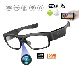 Spy camera glasses transparent + WiFi (iOS/Android) with 2K video resolution + IP22 waterproof