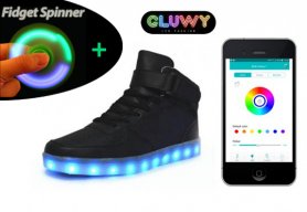 Светящиеся ботинки Sneakers черные - управление через bluetooth в мобильном