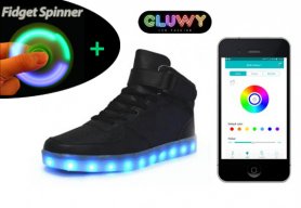 Shining shoes sneakers black - control via Bluetooth on mobile phone