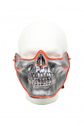 Gezichtsmasker glanzend Skull LED - rood