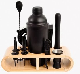 Set de coctelera de 750 ml - Set de regalo para preparar cócteles con 11 accesorios en color negro