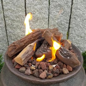 Keramische Brennholzscheite für Kamine - Brennholzfüllung für Gas-/Ethanol-/Elektrokamine - SET 6-tlg