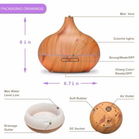 Diffuser aroma ultrasonik untuk minyak esensial dan lampu LED untuk aromaterapi 400 ml