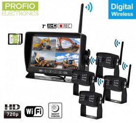„Wifi“ stovėjimo kameros su belaidžiu monitoriumi su įrašymu į SD - 4x AHD „Wi -Fi“ kamera + 7 colių LCD DVR monitorius