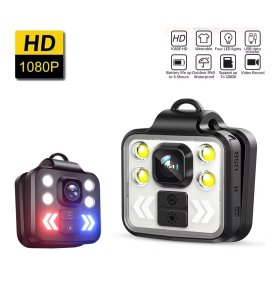 Personal video recorder FULL HD 1080p - body camera with IP65 with 4x LED light White / Red + Blue