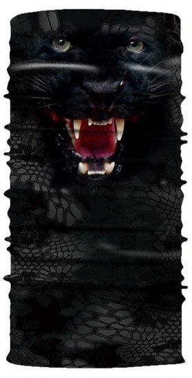 Face shield head scarf for protection - animal pattern BLACK PANTHER