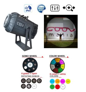 Proyector GOBO - Función ZOOM 11°- 46° con proyección de 17000 lm en paredes de hasta 200M + bandeja para 7xLogo