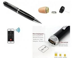 Spiegu austiņu komplekts - mini neredzamas spiegu austiņas + GSM SIM pildspalva