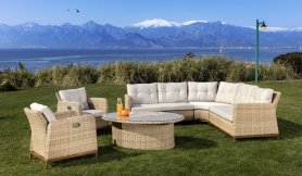 Coltar din ratan pentru terasa - Set mobilier modern pentru 8 persoane + masa reglabila