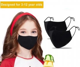 Masque de protection pour enfants élastique noir avec oreillettes réglables