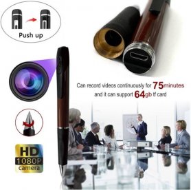 Panulat na may camera - Spy nakatago recorder BUONG HD 1080P + micro SD suporta hanggang sa 64GB