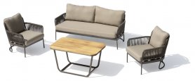 Luksusa dārza dīvāni - Moderns komplekts 5 personām + augsts kafijas galdiņš