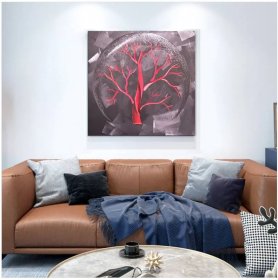 Pinturas de parede em metal arte 3D - LED retroiluminado RGB 20 cores - Árvore da vida 50x50cm