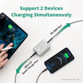 Pengecas mudah alih SuperMini Power Bank 10000 mAh - USB-A + USB-C