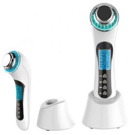 5 in 1 ultrasonic device with high-frequency ion and photon light and massage roller