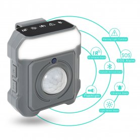 Personalarm - mini sikkerhedsalarm 7 i 1 vibration/lyd/lys - 130 dB sirene + PIR sensor