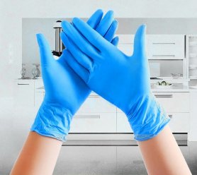 Sarung tangan nitril antibakteri untuk penggunaan sehari-hari - Biru