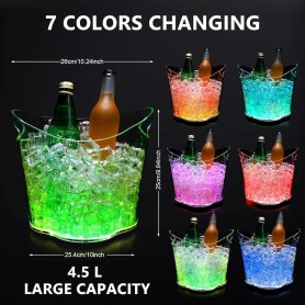 Cubo de enfriamiento - Cubo de hielo con LED que cambia de color para champán / vino (bebidas alcohólicas) 4L