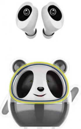 Headphone nirkabel PANDA dengan bluetooth dalam kotak pengisi daya + Li-ion 400mAh