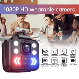 Personal video recorder FULL HD 1080p - body camera with IP65 with 4x LED light White / Red + Blue