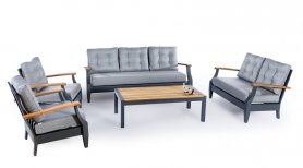 Modernong luxury garden seating - Aluminum seat set para sa 7 tao + conference table