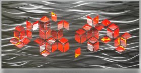 Сярэбраны насценны жывапіс - Метал (алюміній) – каляровая святлодыёдная падсветка RGB  – TETRIS 50x100 см