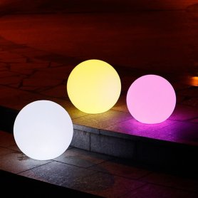 Lampe boule de jardin LED globes 20cm - 8 couleurs + batterie Li-ion + panneau solaire + protection IP44