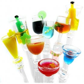 Agitadores de cóctel para bebidas - Agitadores acrílicos coloridos con decoraciones para bebidas - Juego de 10 piezas