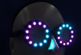 गोल एलईडी चमकदार साइबरपंक चश्मा आरजीबी रंग + रिमोट कंट्रोल