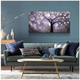 Pinturas murais modernas - Metal (alumínio) - RGB retroiluminado por LED 20 cores - Árvore 50x100cm