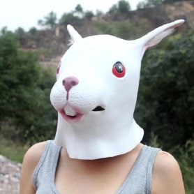 Rabbit white - silikoninen kasvo- ja päänaamio lapsille ja aikuisille