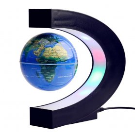 Lampe globe terrestre en lévitation avec lumière LED colorée + support design