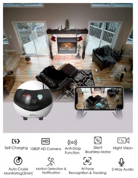 Spionrobot minikamera FULD HD med Wifi/P2P med IR + Laser - fjernstyret robot - Enabot EBO AIR