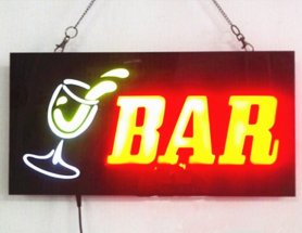 Papan tanda iklan lampu LED BAR - 43 cm x 23 cm