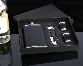 Luxury set ng regalo - Flask (bote) + opener + 2x tasa
