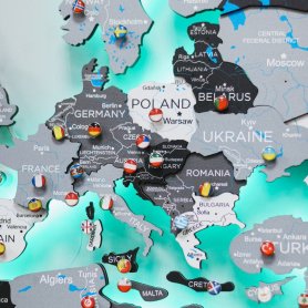Святлодыёдная асветленая карта свету драўляная ў якасці аздаблення сцен БЕЛА-Шэры - 200 см х 120 см