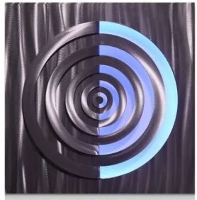 Pinturas de parede abstratas - Metal (alumínio) - RGB retroiluminado por LED 20 cores - Círculos 50x50cm