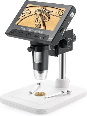 Digitálny mikroskop s kamerou a displejom 4,3" na PC + LED svetlo s 50-1000x zväčšenie