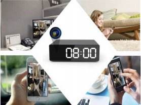 Kamera mata-mata jam alarm FULL HD dengan WiFi / P2P + deteksi gerakan + LED IR malam