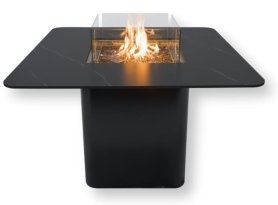 Plynový krb jako barový stůl z keramického kamene 118x75 cm + kovové tělo + dekorační sklo