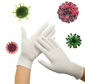 Гумените нитрилови ръкавици предпазват от бактерии и вируси - Бяло