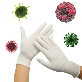 Luvas de borracha nitrílica para proteção contra bactérias e vírus - Branco