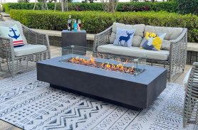 Chimenea de gas para exterior - Mesa brasero de propano para jardín o terraza 152x70cm LUMISA