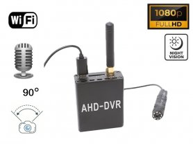 FULL HD pinhole camera met IR nacht LED's + 90° hoek met geluid + WiFi DVR module voor live monitoring