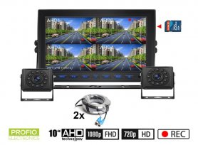 Cúvacie kamery AHD set s nahrávaním na SD kartu - 2x HD kamera s 11 IR LED + 1x Hybridný 10" AHD monitor